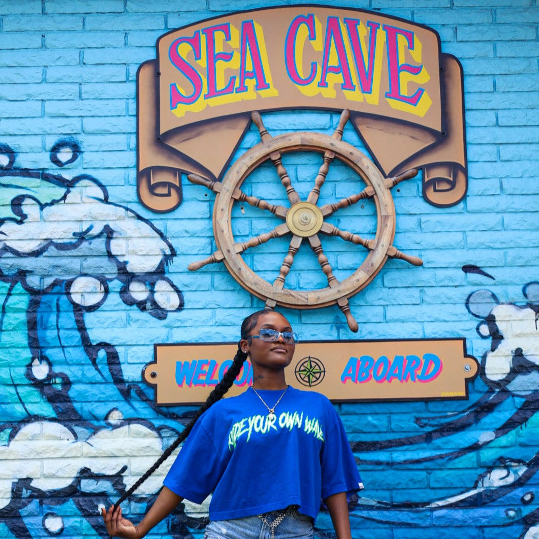 “Ride Your Own Wave” Crop Tee (Blue)