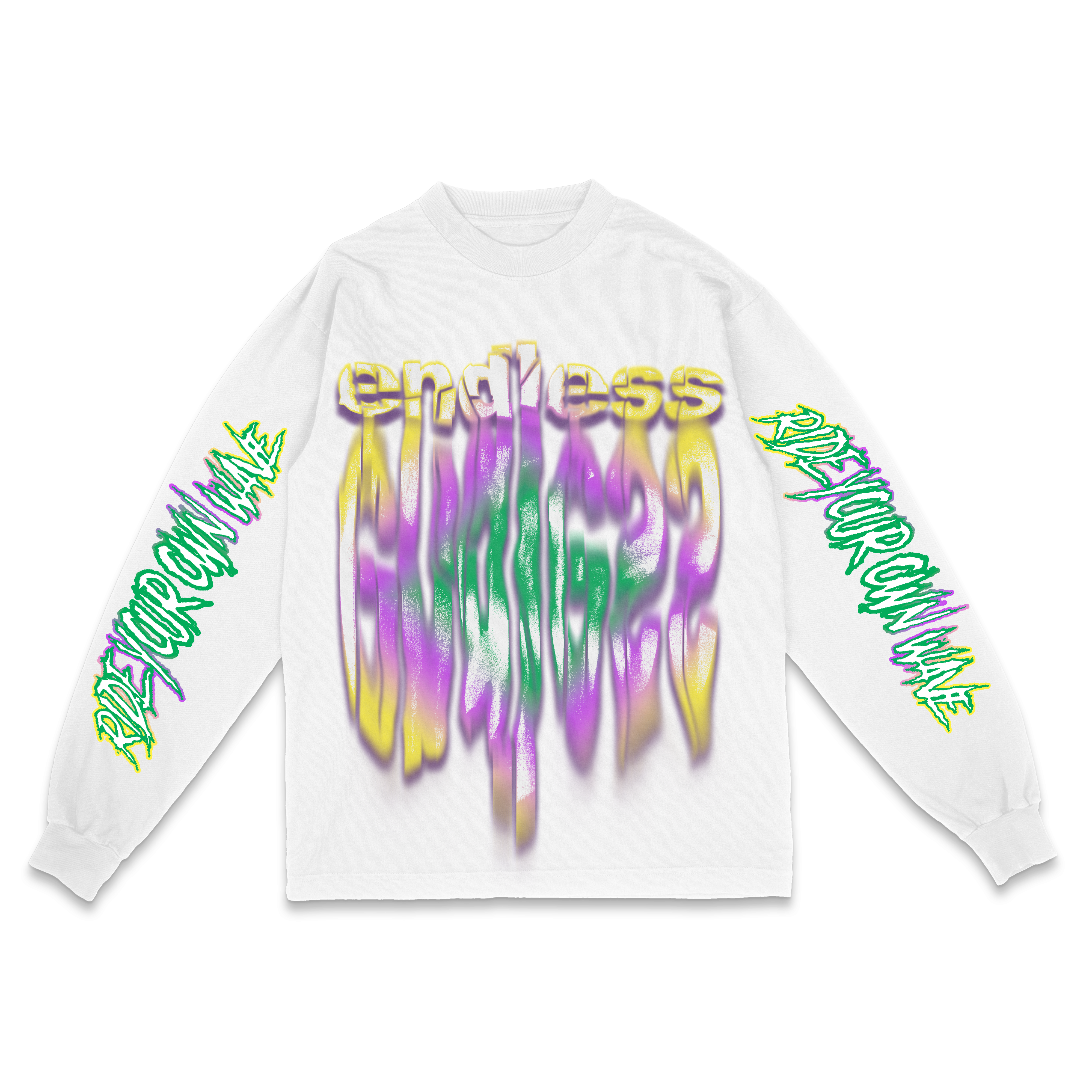 Mardi Gras "Endless" v3 Tee (White, Front)