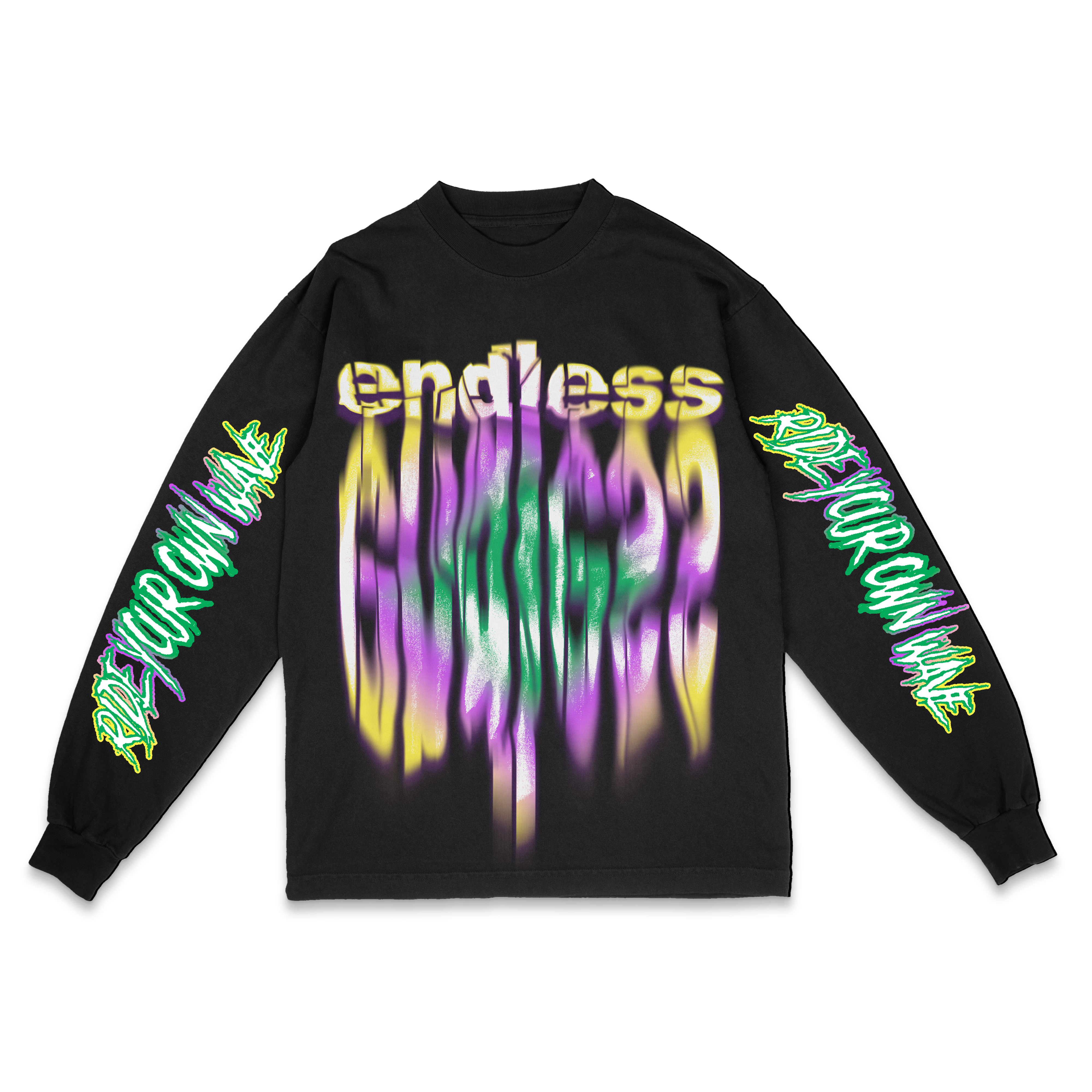 Mardi Gras "Endless" v3 Tee (Black, Front)